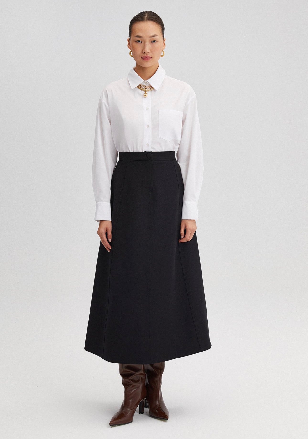 Touché Privé CREPE - Jupe trapèze - Noir