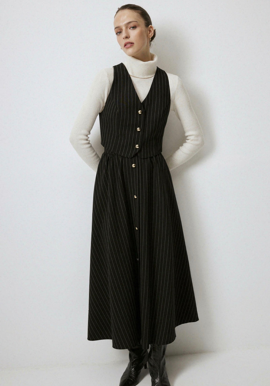 Touché Privé - Ensemble jupe gilet - Noir