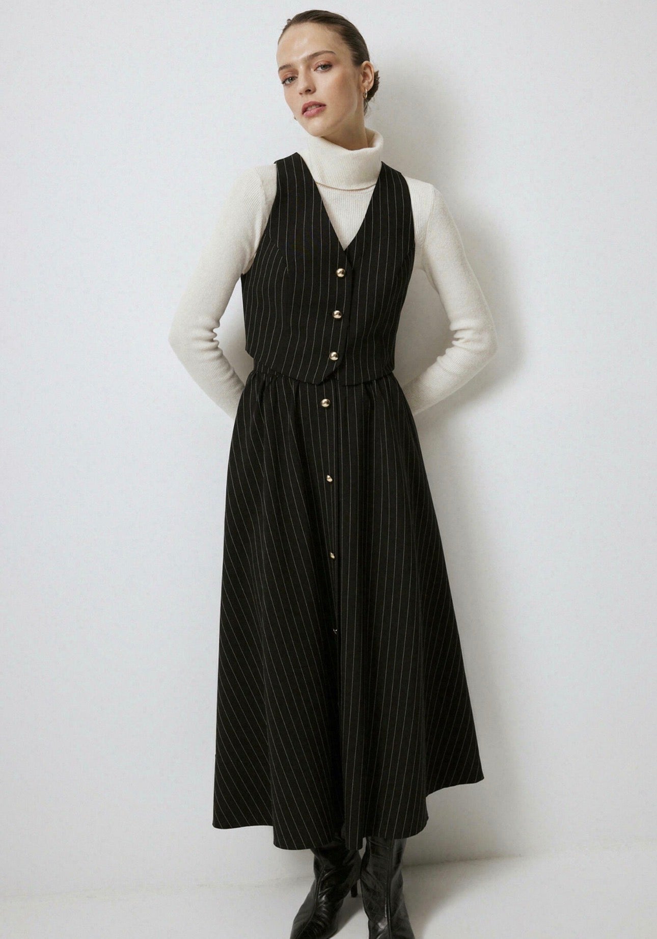 Touché Privé - Ensemble jupe gilet - Noir