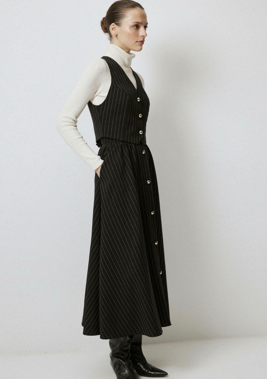 Touché Privé - Ensemble jupe gilet - Noir