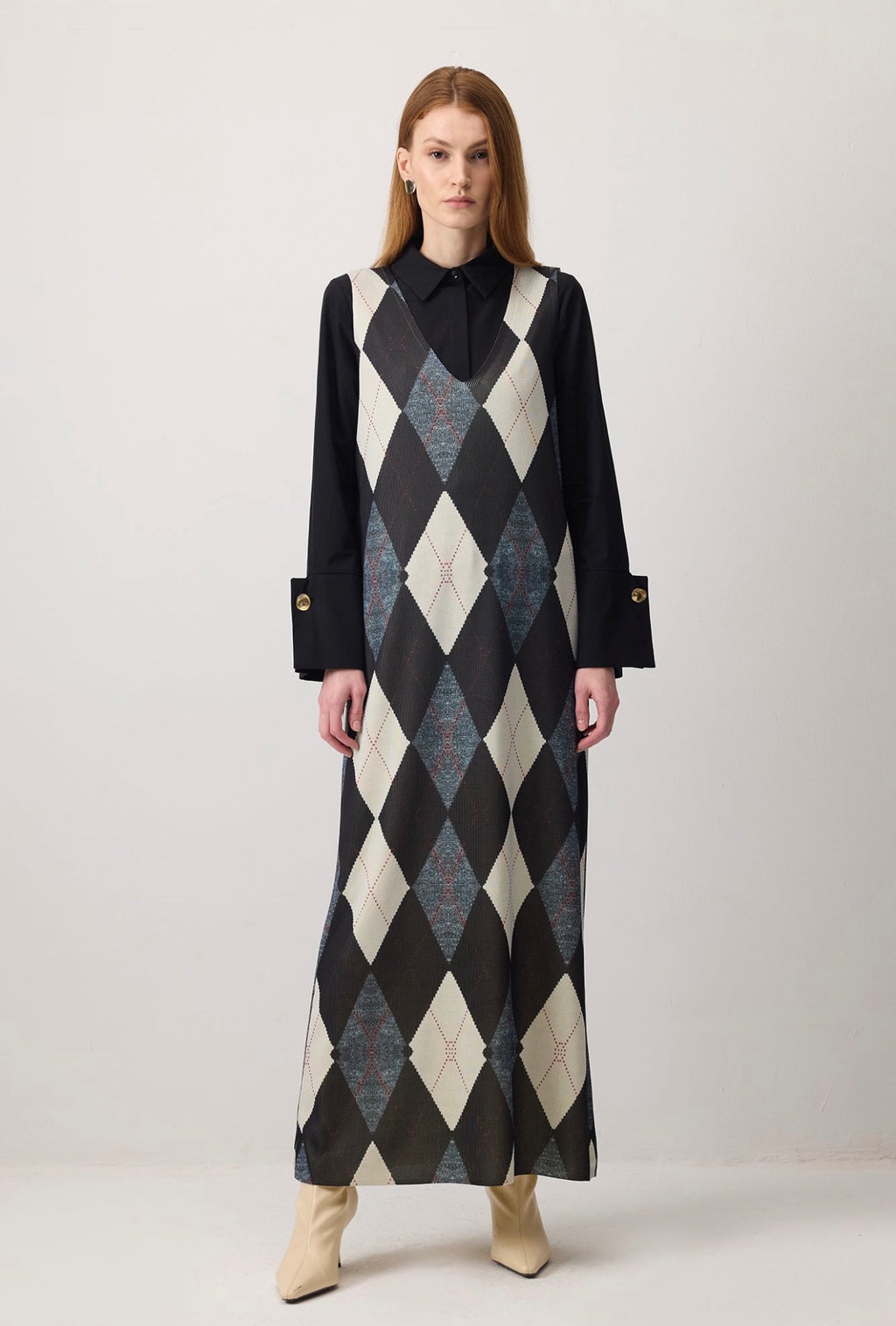 Touché Privé DIAMOND PATTERNED - Robe pull - Noir