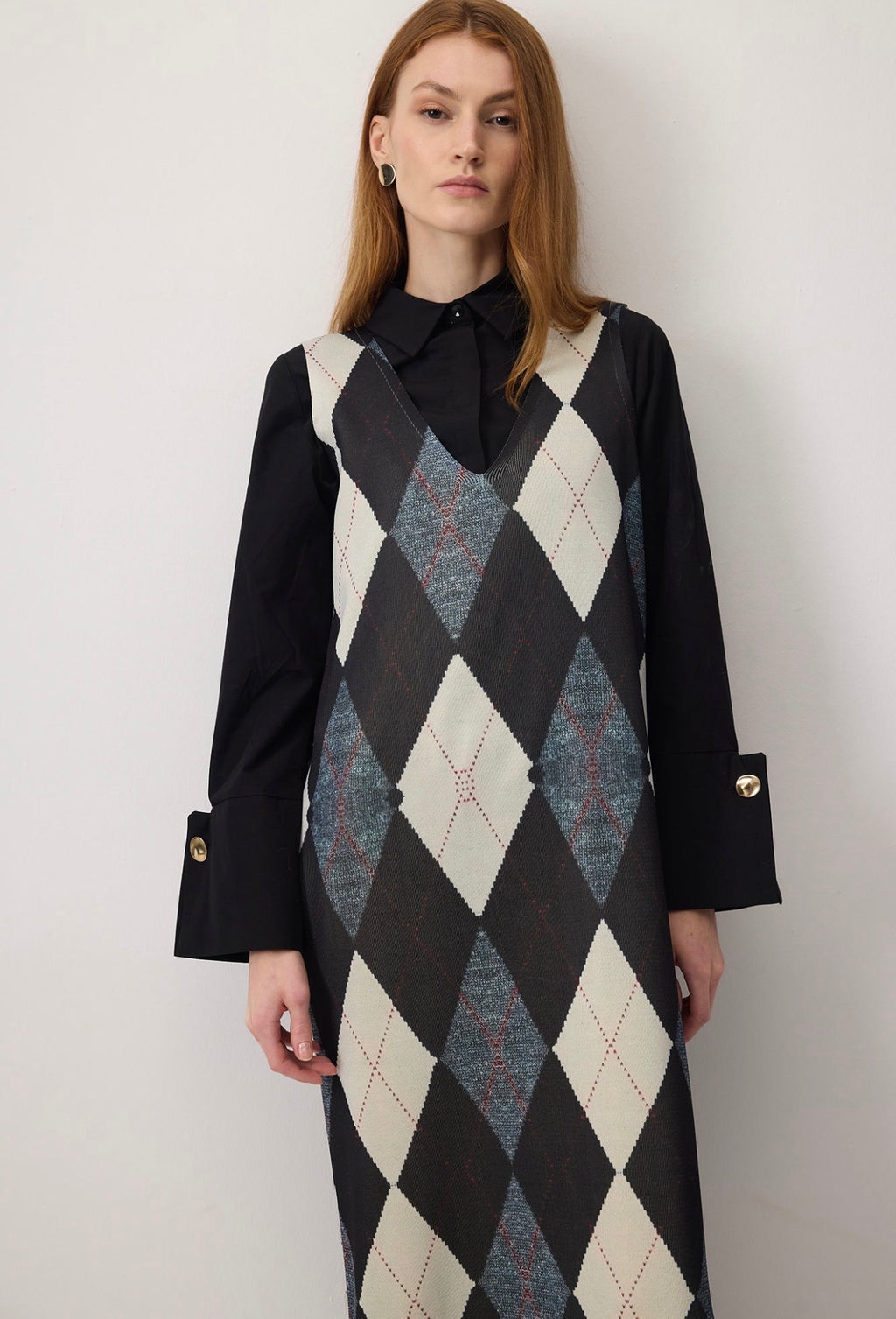 Touché Privé DIAMOND PATTERNED - Robe pull - Noir