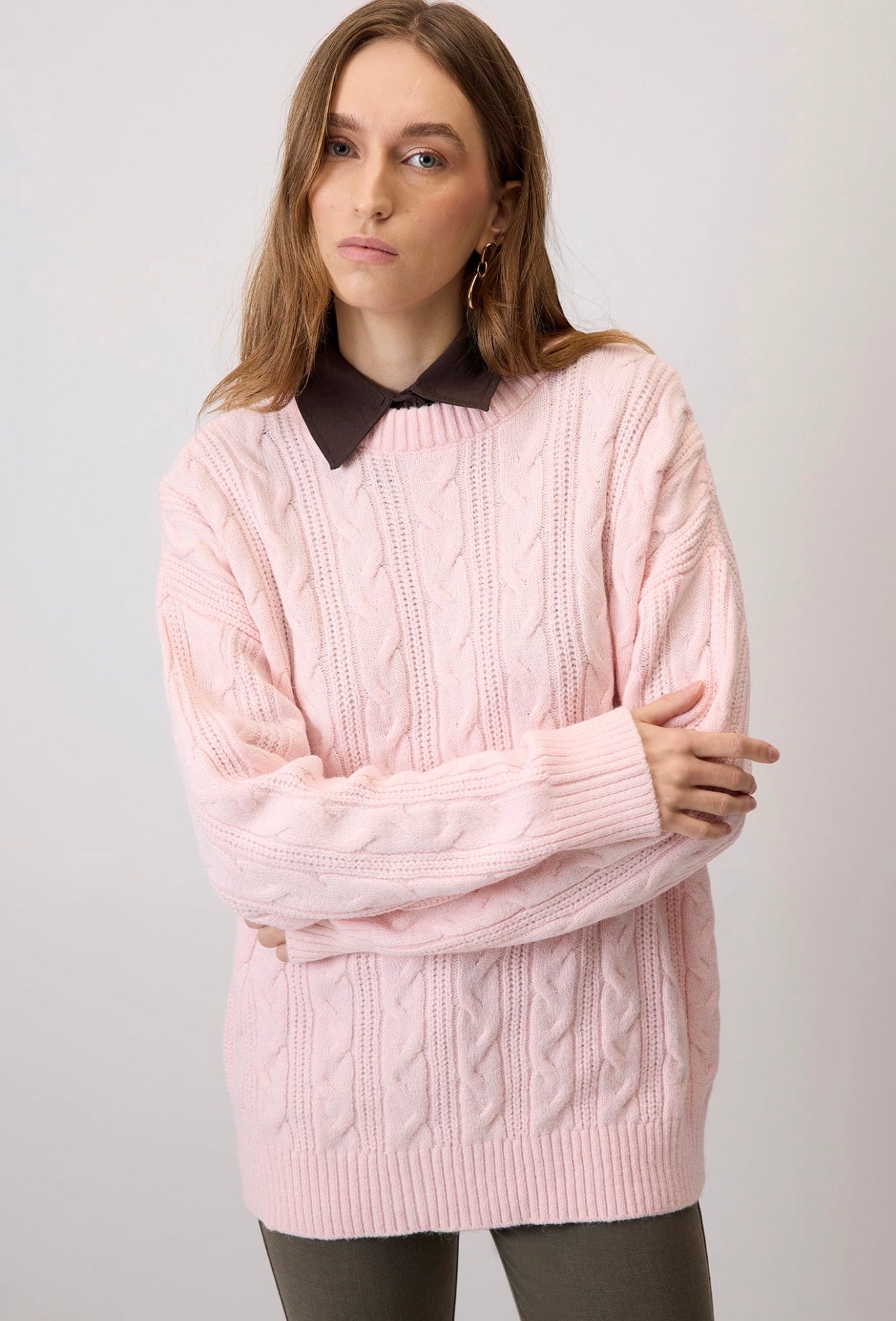Touché Privé - Pull en maille torsadé - Rose