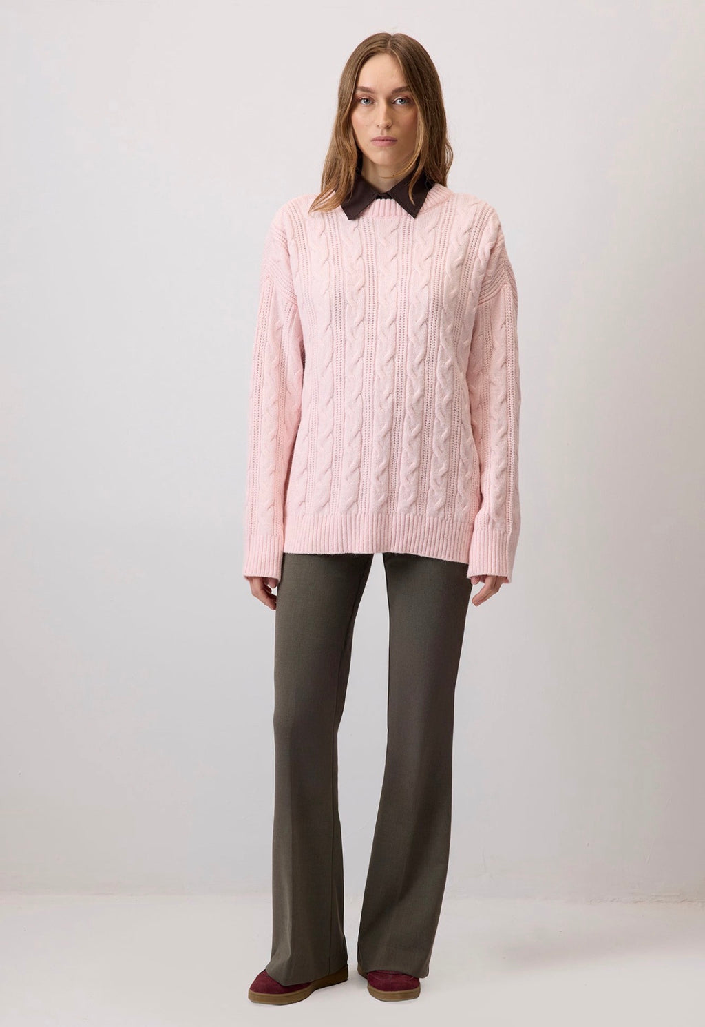 Touché Privé - Pull en maille torsadé - Rose