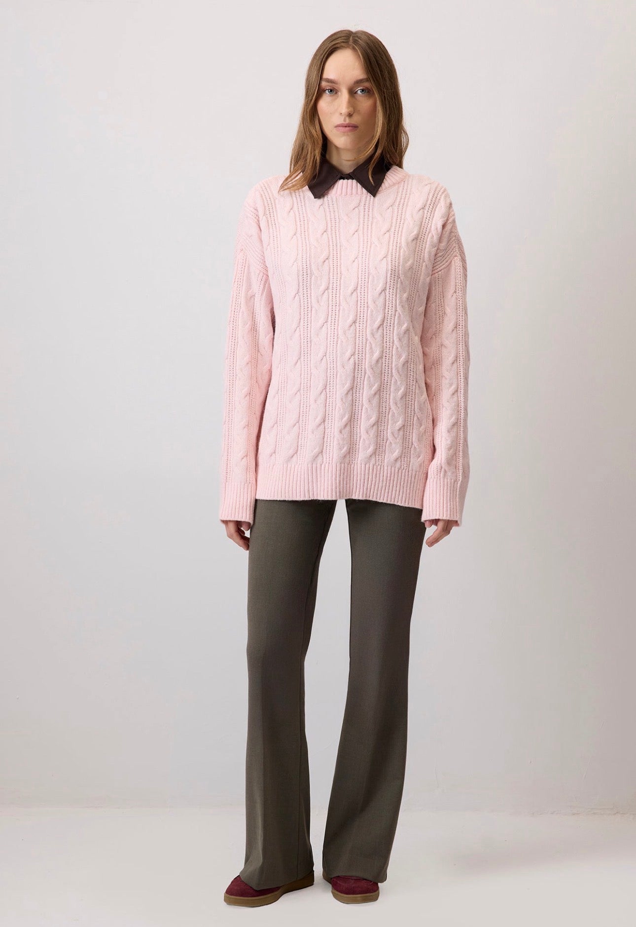 Touché Privé - Pull en maille torsadé - Rose