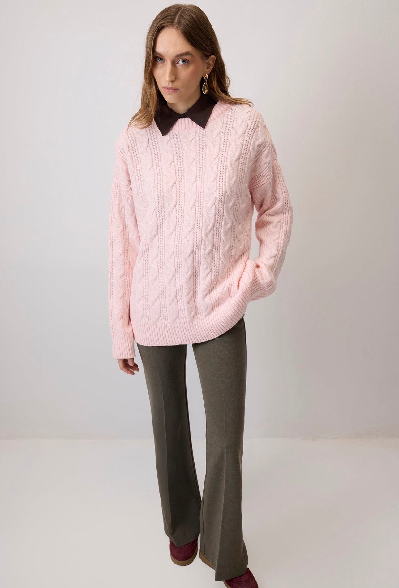 Touché Privé - Pull en maille torsadé - Rose