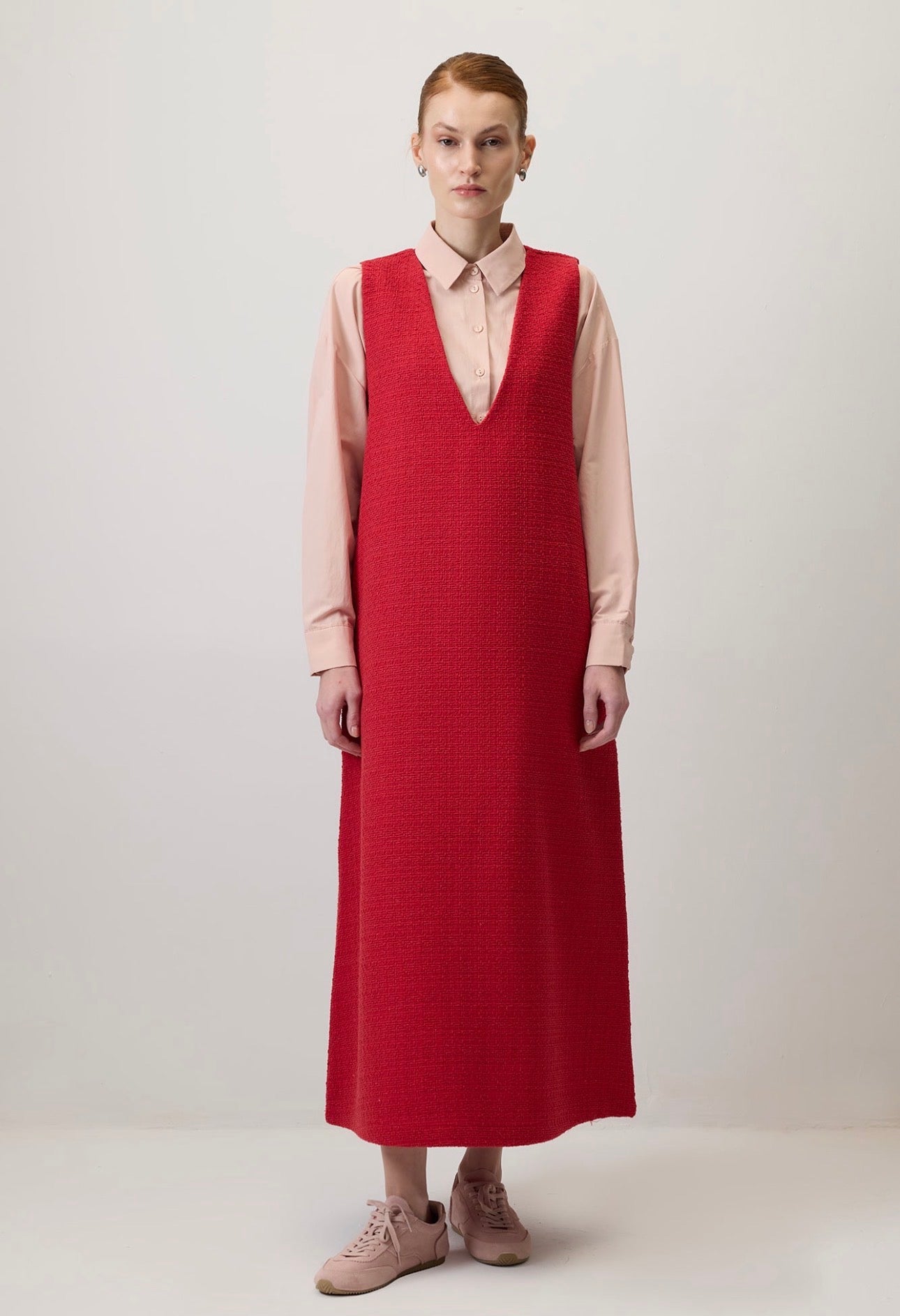 Touché Privé V-NECK - Robe pull - Rouge