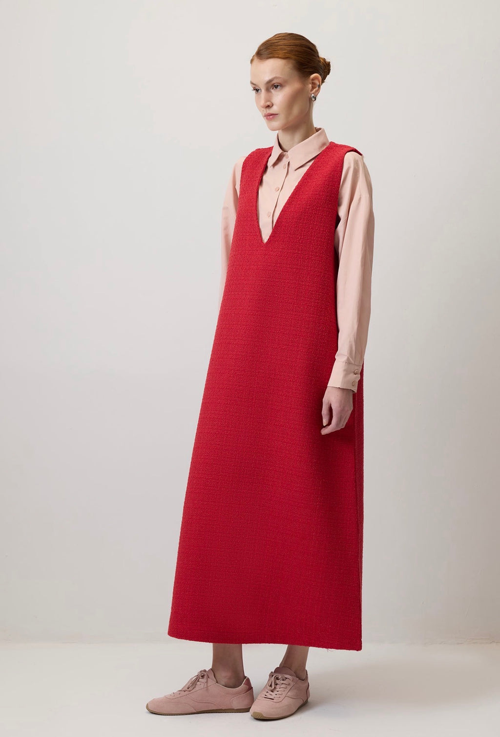 Touché Privé V-NECK - Robe pull - Rouge