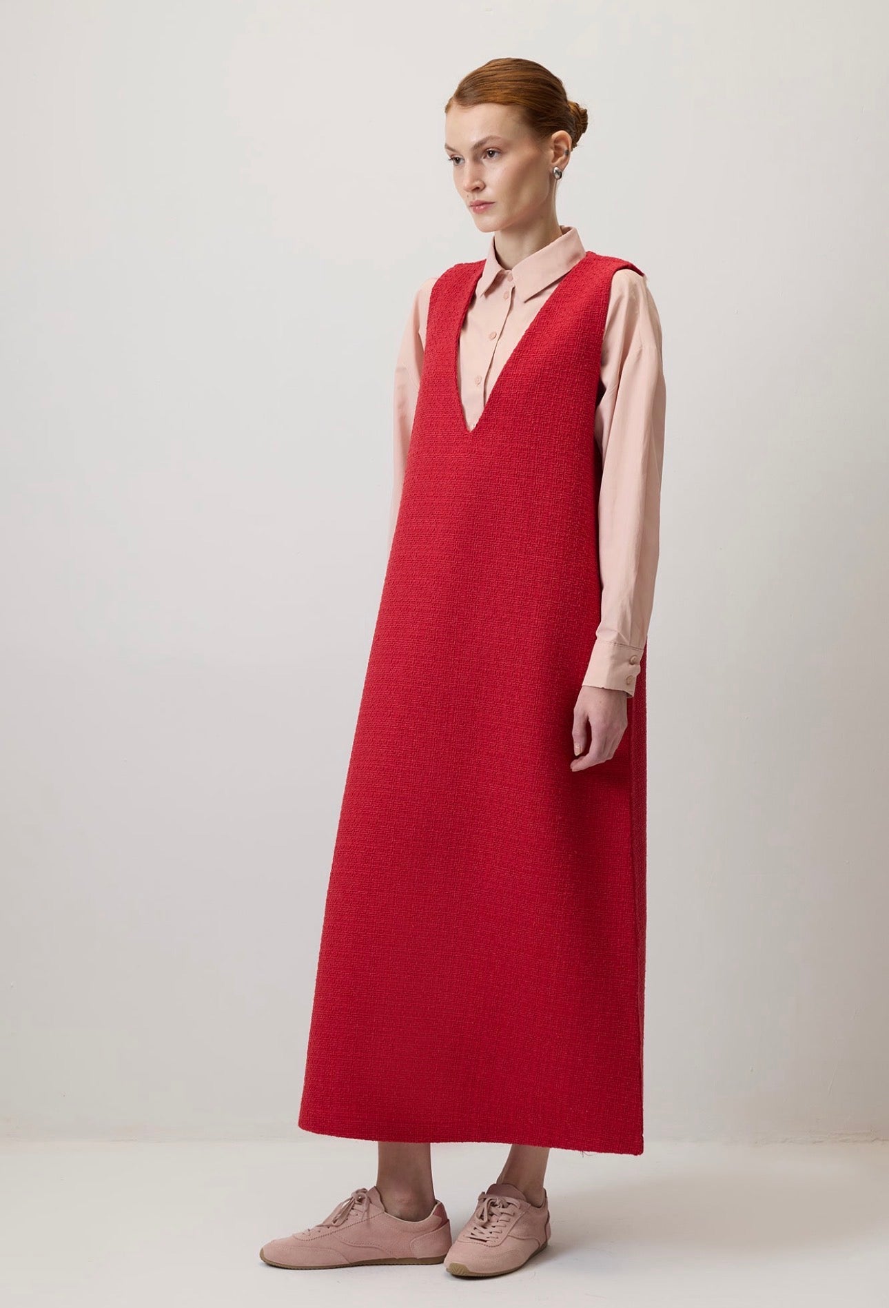 Touché Privé V-NECK - Robe pull - Rouge