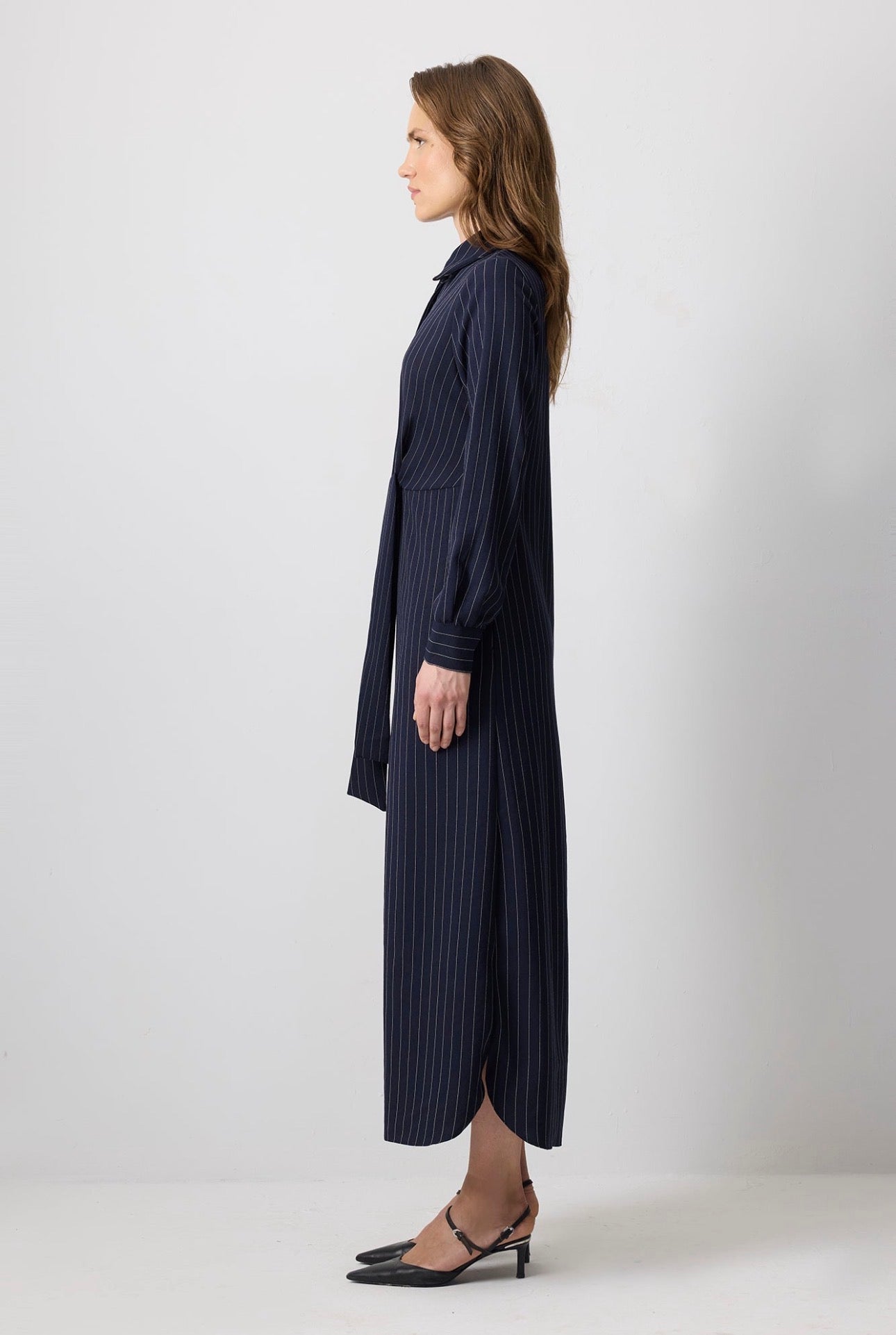 Touché privé Robe Longue a Rayure - Bleu